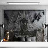 Aperturee Aperturee Gothic Halloween Bedroom Photography Backdrop Spooky Forest Wall Mural with Bats Purple and Black Moody Decor